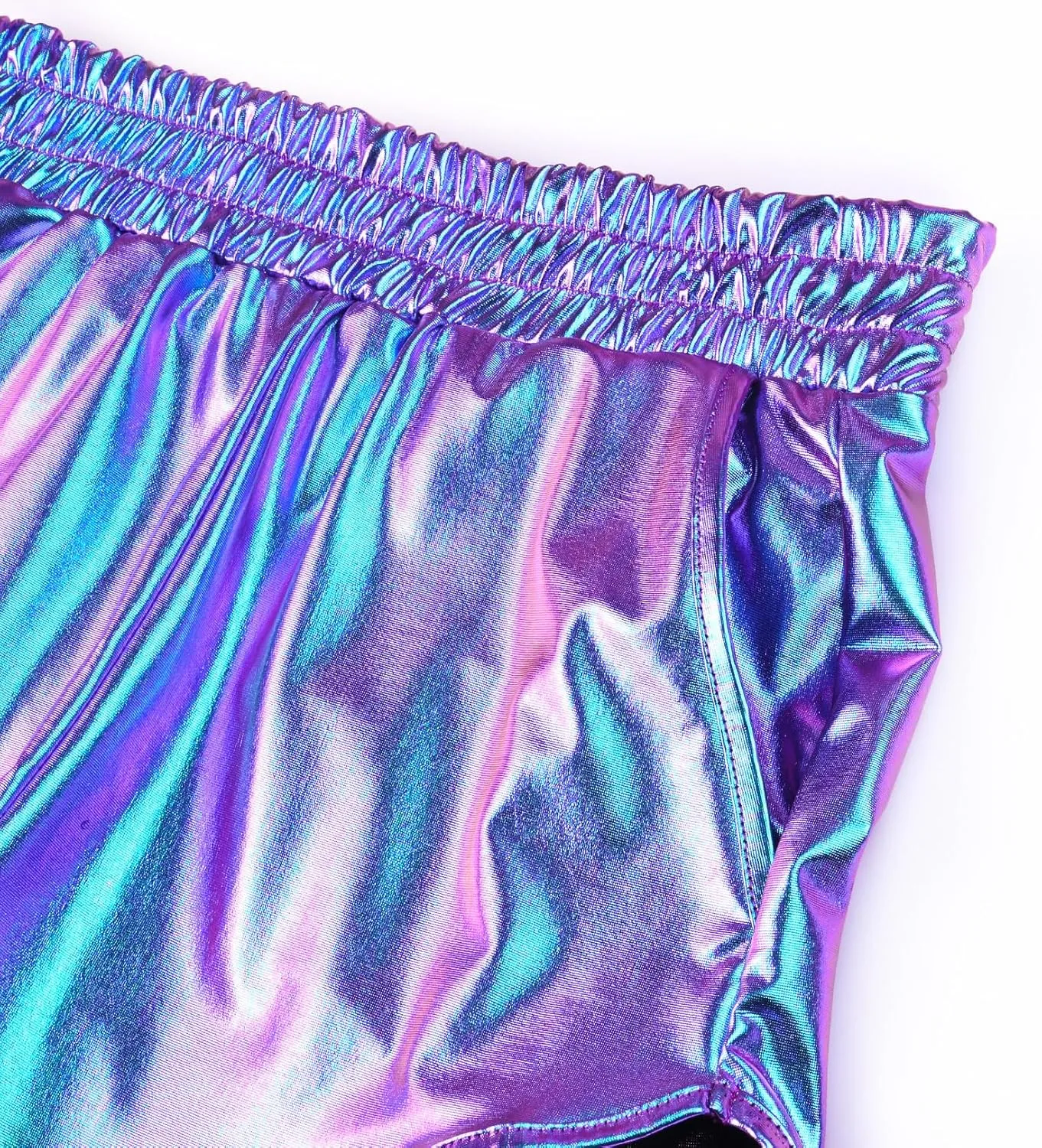 Mirawise Women's Metallic Shorts Summer Yoga Hot Shiny Sparkly Outfit Short Pants with Sunglasses