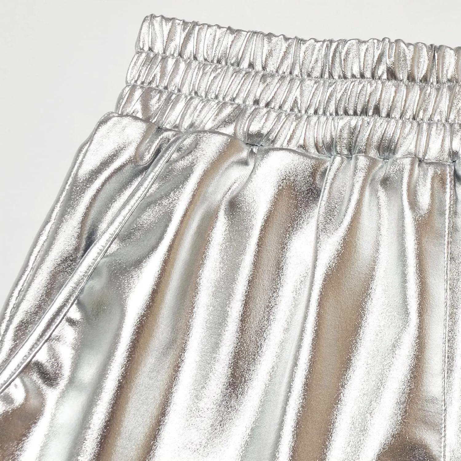 Mirawise Women's Metallic Shorts Summer Yoga Hot Shiny Sparkly Outfit Short Pants with Sunglasses