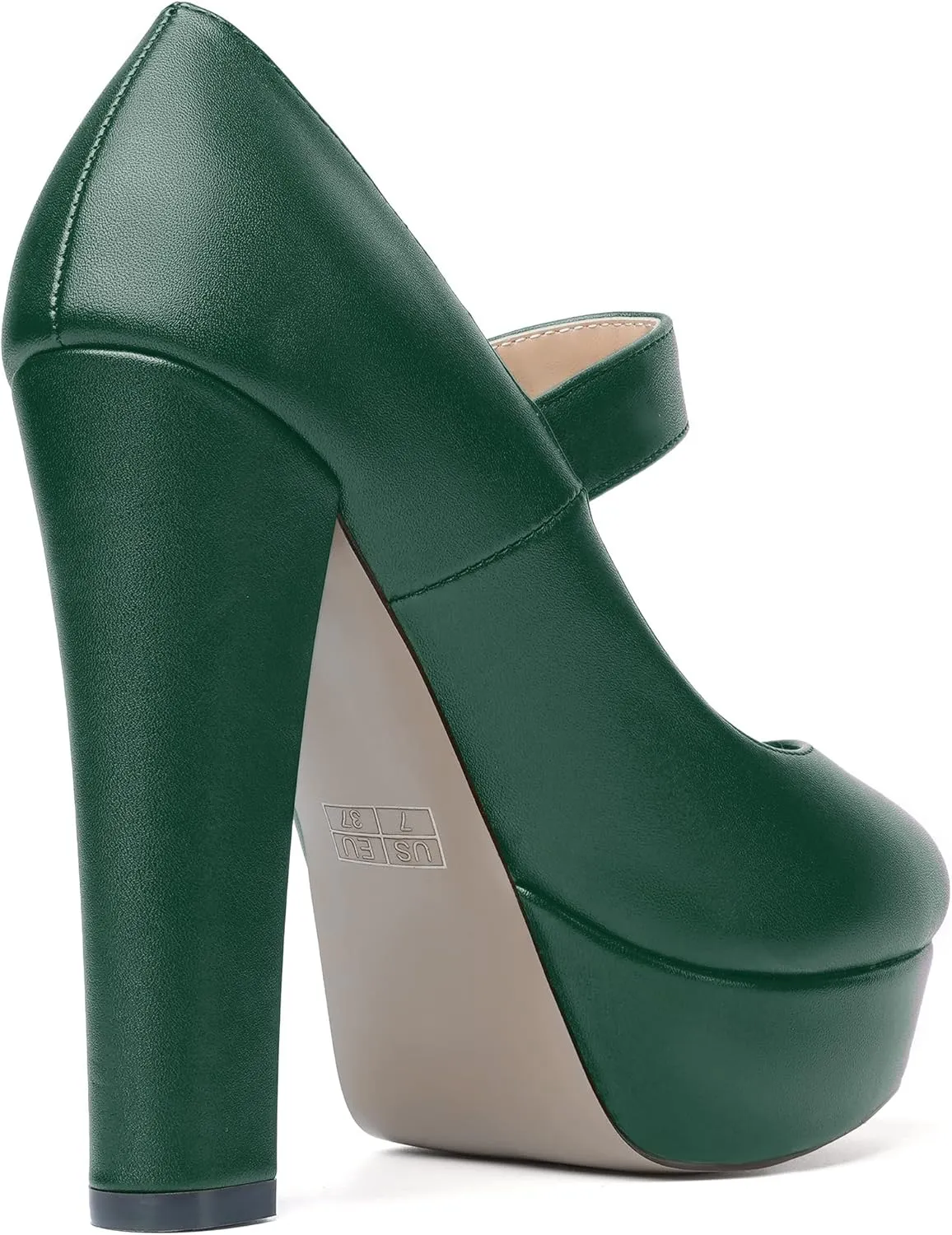 MODENCOCO Womens Ankle Strap Buckle Round Toe Matte Sexy Platform Mary Jane Wedding Party Block High Heel Pumps Dress Shoes 5 Inch