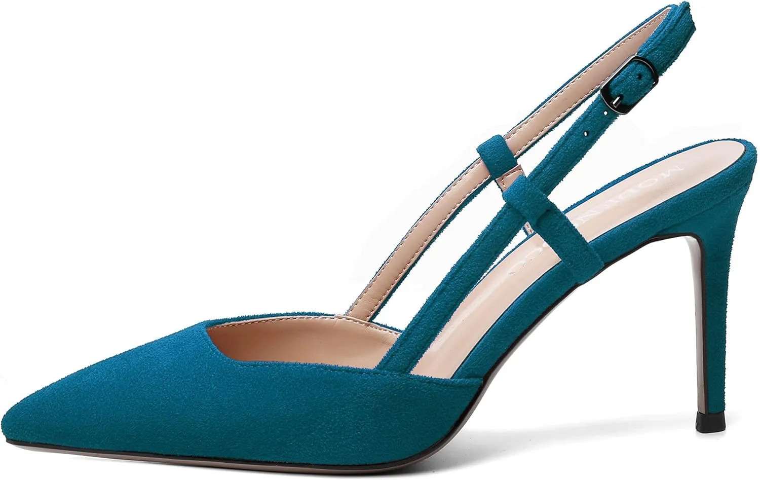 MODENCOCO Womens Pointed Toe Party Slingback Elegant Suede Sexy Buckle Stiletto High Heel Pumps Dress Shoes 3.5 Inch