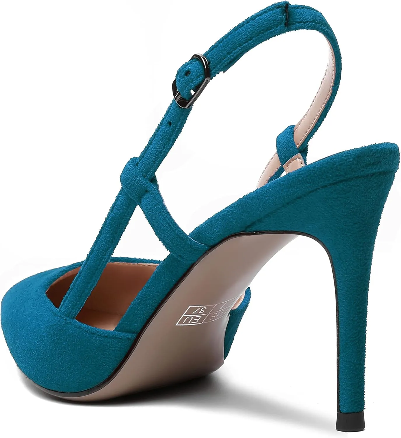 MODENCOCO Womens Pointed Toe Party Slingback Elegant Suede Sexy Buckle Stiletto High Heel Pumps Dress Shoes 3.5 Inch