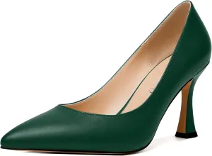 MODENCOCO Womens Slip On Elegant Matte Pointed Toe Sexy Party Stiletto High Heel Pumps Dress Shoes 3.5 Inch