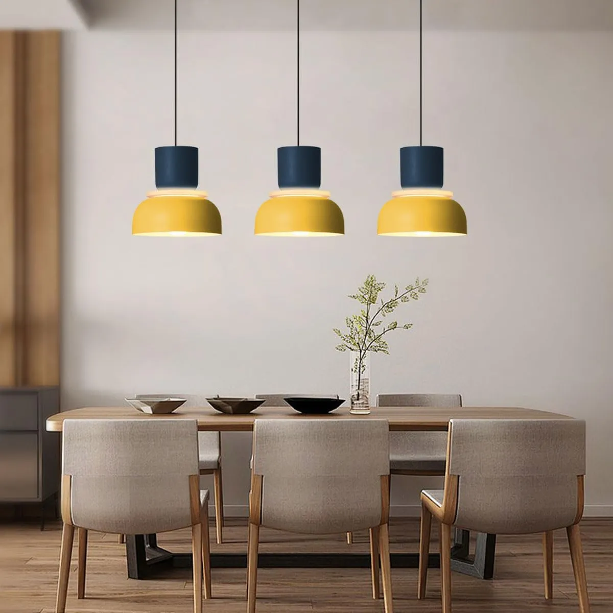 Modern Industrial Pendant Light Macaron Color Barn Style Mid Century Hanging Light Fixture with Aluminum Shade Chandelier Nordic Colorful Ceiling Pendant Lights for Dining Room Kitchen