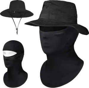 Motorcycle Balaclava Face Mask for Ski, Tactical, Hunting & Fishing Bonnie Hat UPF 50  Breathable Wide Brim Hat