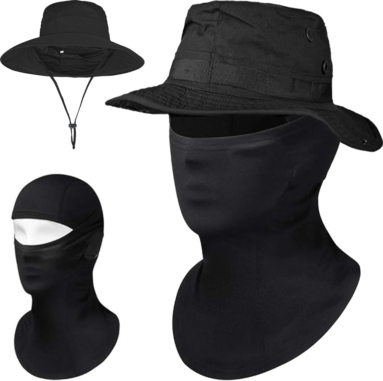 Motorcycle Balaclava Face Mask for Ski, Tactical, Hunting & Fishing Bonnie Hat UPF 50  Breathable Wide Brim Hat