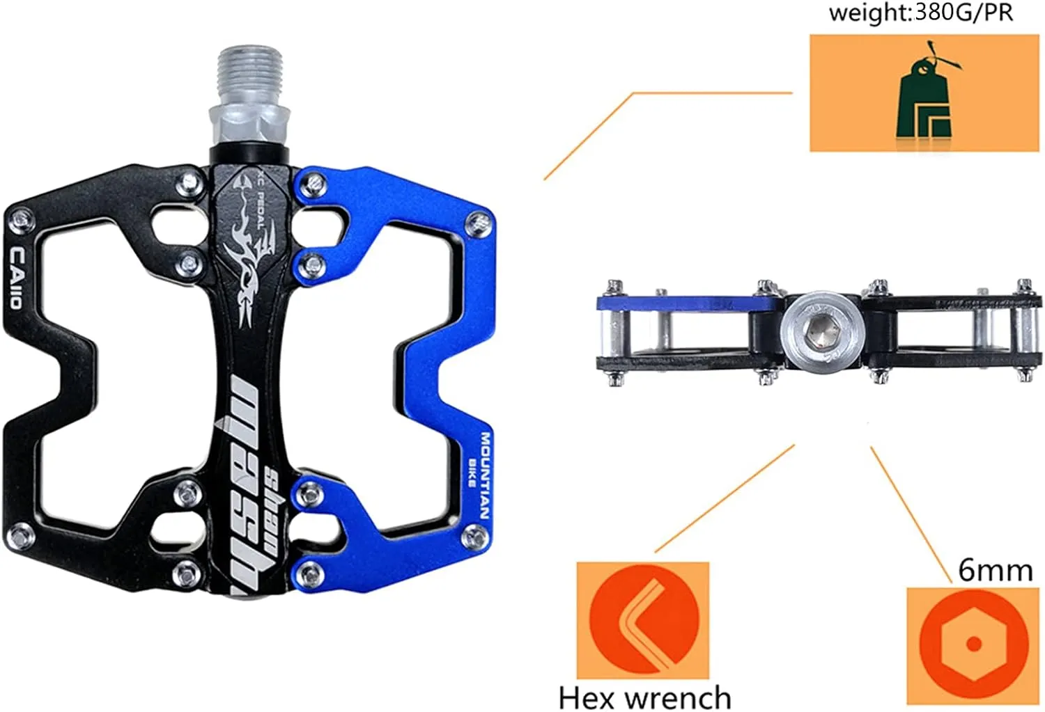 Mountain Bike MTB Pedals Parallel Bicycle Road Pedal 9/16 Inch Ultra-Light Flat Aluminum Alloy Sealed Bearing with Anti-Skid 1 Pair
