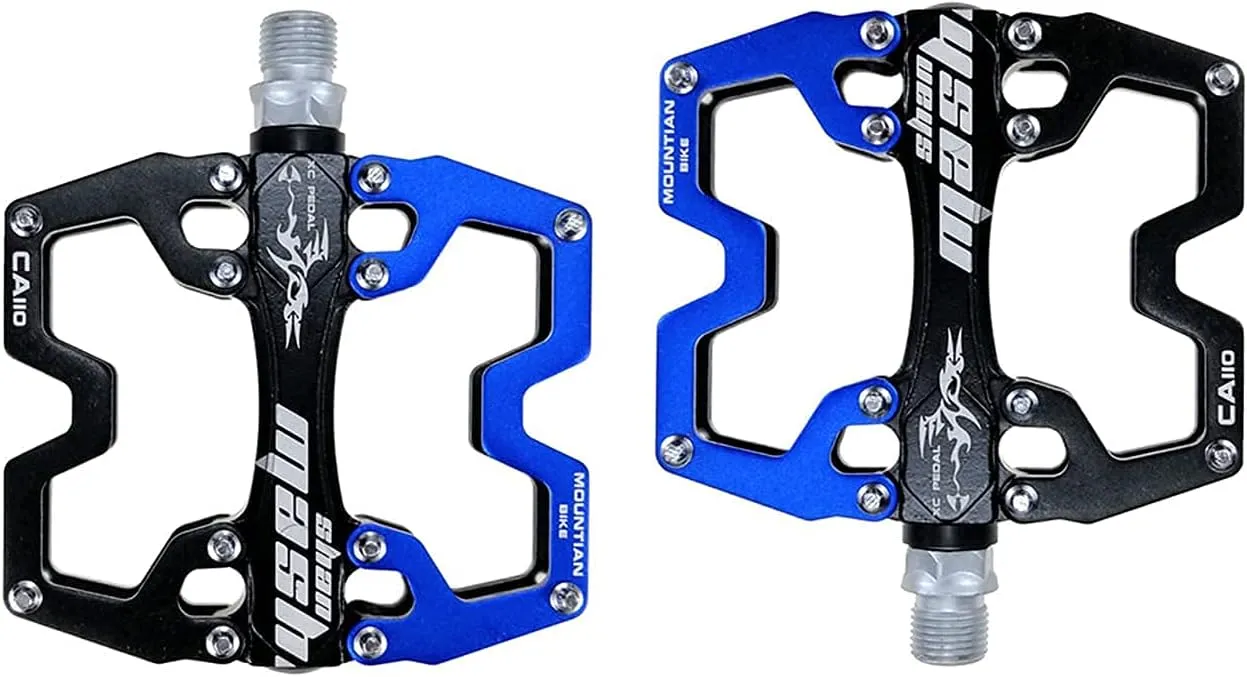 Mountain Bike MTB Pedals Parallel Bicycle Road Pedal 9/16 Inch Ultra-Light Flat Aluminum Alloy Sealed Bearing with Anti-Skid 1 Pair
