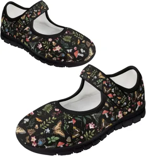 Mushroom Pattern Flat Casual Womens Shoes Breathable Slip On Adjustable Soft Diabetic Shoes for Neuropathy Comfort All Day Wear