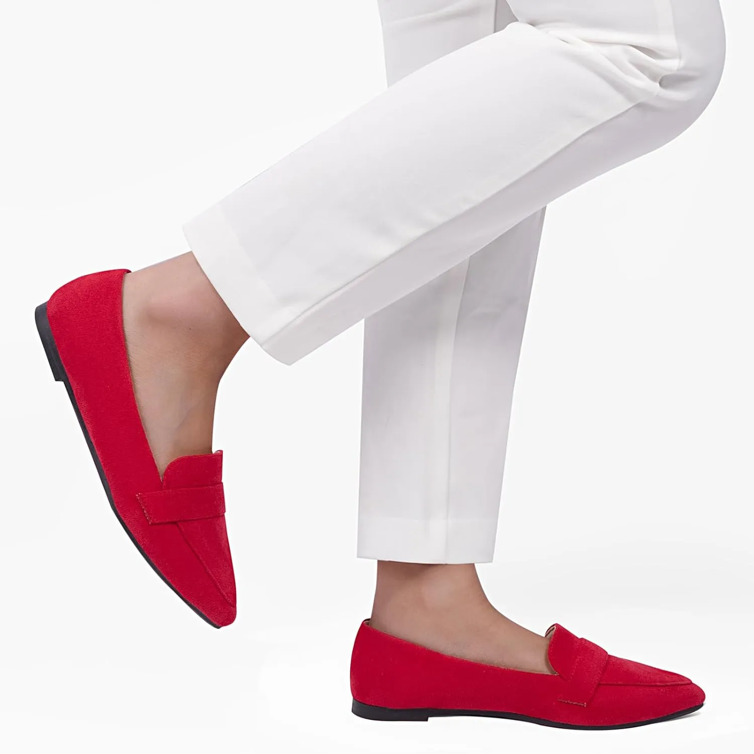 MUSSHOE Women's Flats, Comfortable Pointed Toe Flats for Women Soft Suede Women's Loafers & Slip-ons for Work Dating and Casual