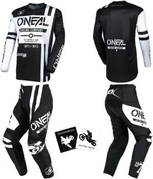 MX Outfit O'Neal Element Warhawk White Men (W32/Medium) Protective Pants Jersey riding bundle motocross dirt bike combo set