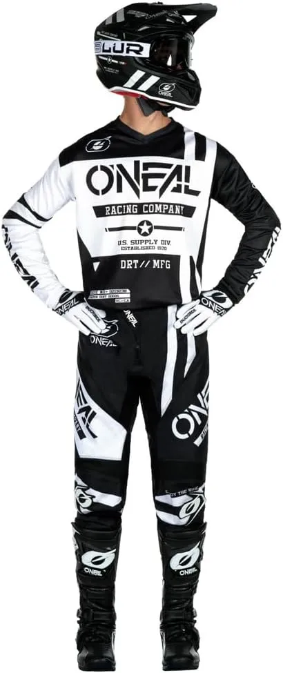 MX Outfit O'Neal Element Warhawk White Men (W32/Medium) Protective Pants Jersey riding bundle motocross dirt bike combo set
