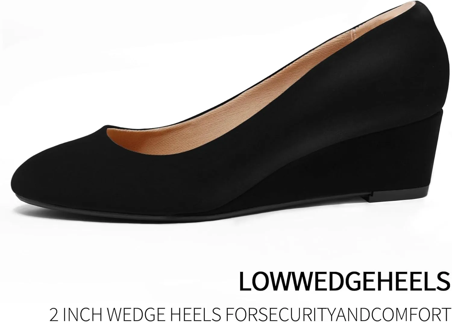 mysoft Women's Wedge Pumps Low Heel Closed Toe 2in Dress Shoes