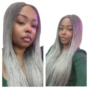 Nano twist Braided Wigs Twisted Wigs Million braids Senegalese twist, Micro braid, Braided wig, Micro Twist Micro Million Twist wig Synthethic hand braided for Black Women (Grey 1)