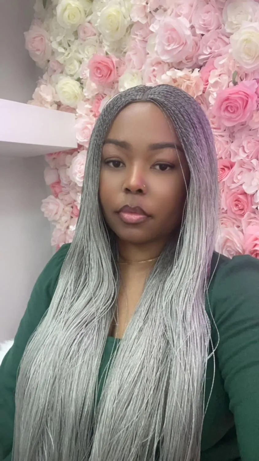 Nano twist Braided Wigs Twisted Wigs Million braids Senegalese twist, Micro braid, Braided wig, Micro Twist Micro Million Twist wig Synthethic hand braided for Black Women (Grey 1)