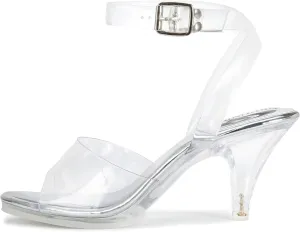 NBUUNBU Clear Heels For Women Ankle Strap Heels Sexy Transparent Platform Strappy Heel Sandals Open Toe Slingback Stiletto Comfy Dress Shoes High Pump Slip On Mules