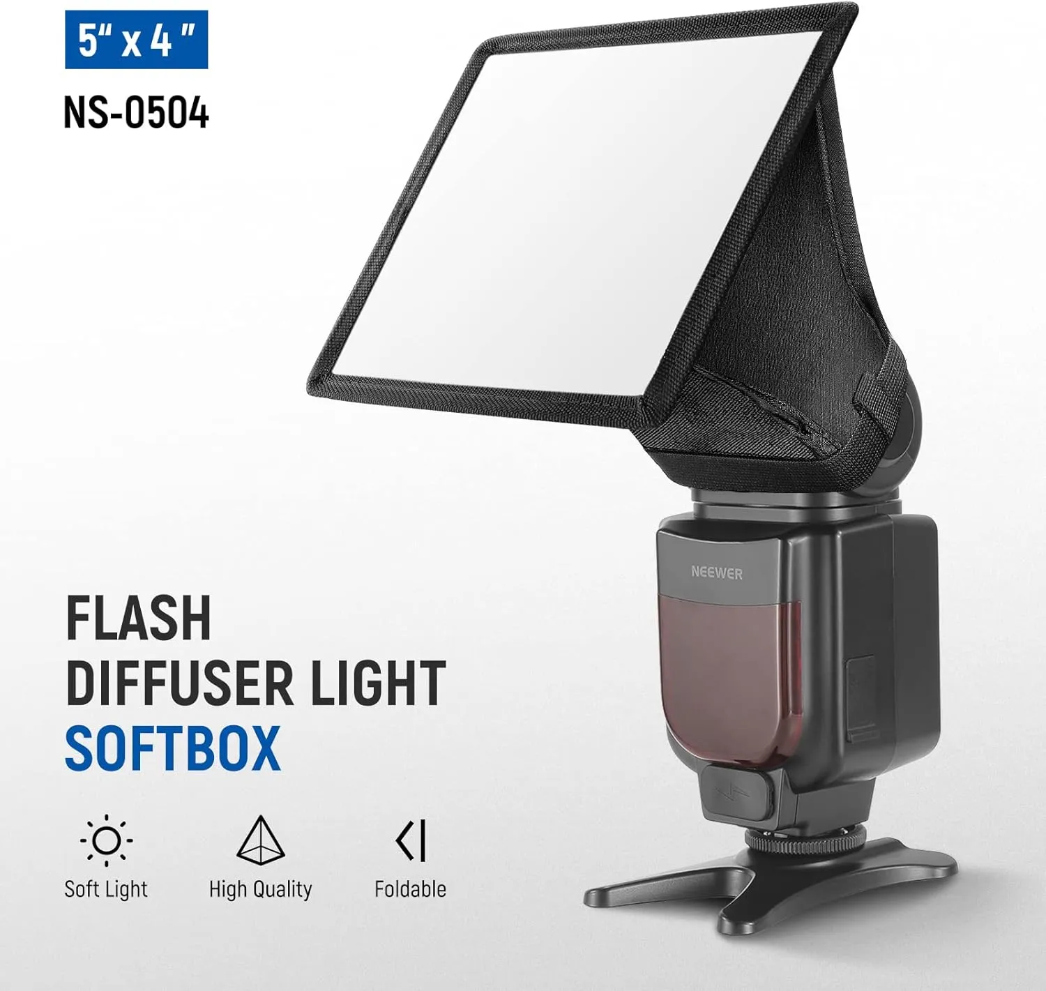 NEEWER Flash Diffuser Light Softbox 5" x 4", Universal, Collapsible with Storage Pouch Compatible with Canon Nikon Sony Godox Yongnuo NEEWER speedlight