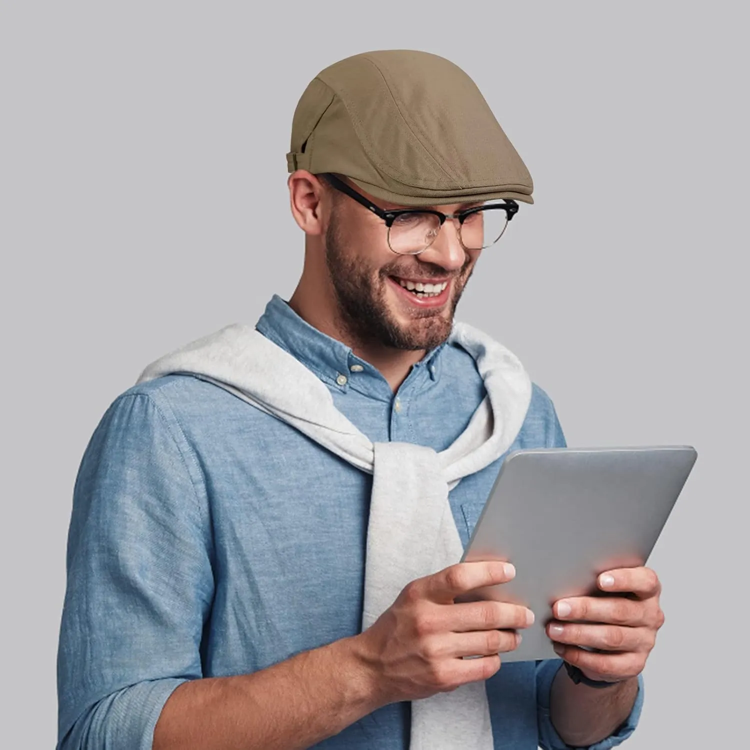 Newsboy Cap for Men Flat Hats Adjustable Breathable Irish Caps Cabbie Ivy Driving Hunting Sport Golf Outdoor