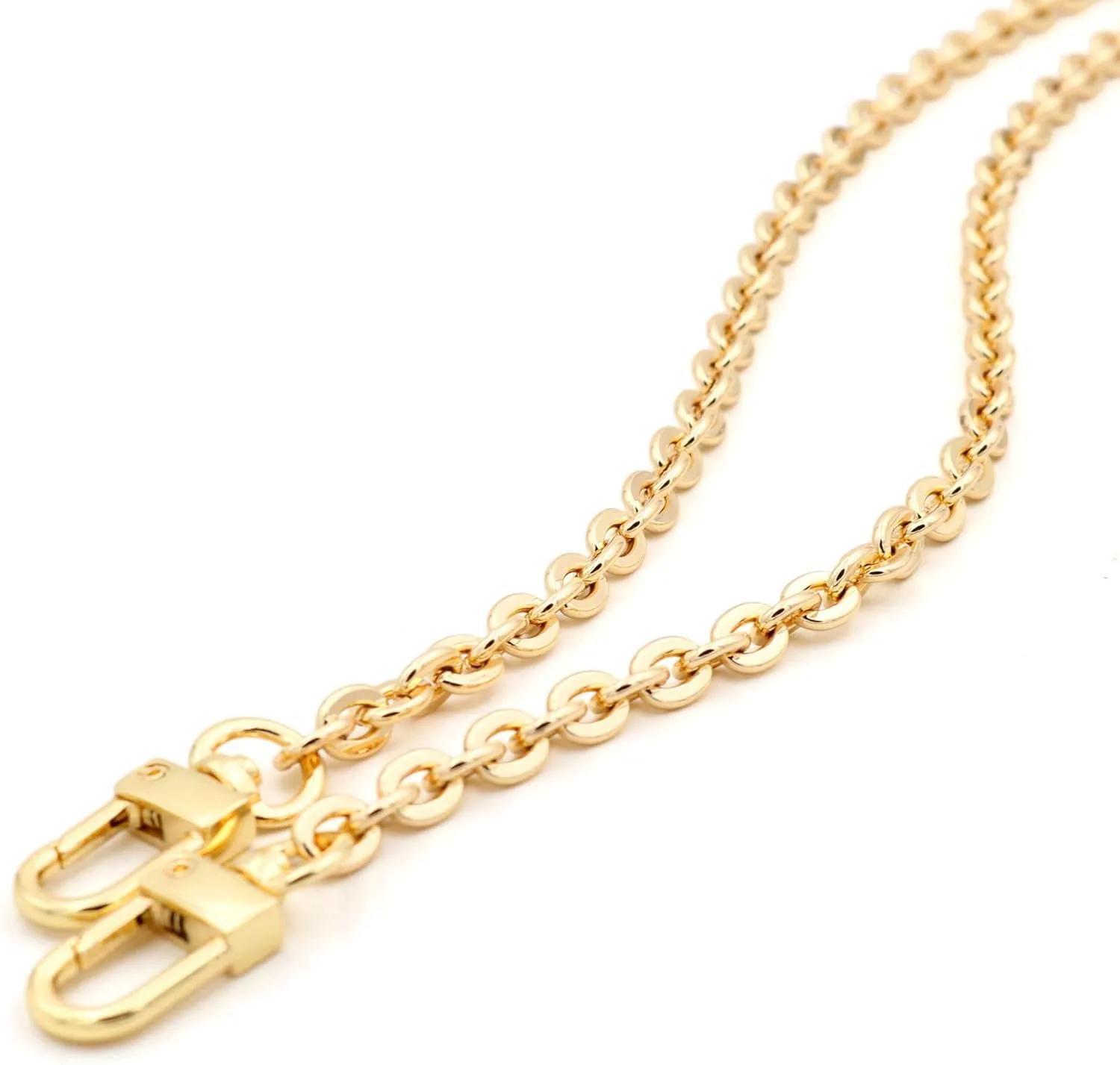 NEXT FASHION Oval Purse Chain Flat Gold Light Weight Crossbody Shoulder Strap Polished Quality - (16" / 40cm)