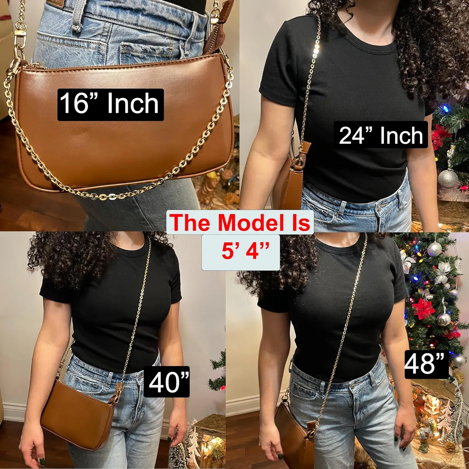 NEXT FASHION Oval Purse Chain Flat Gold Light Weight Crossbody Shoulder Strap Polished Quality - (16" / 40cm)