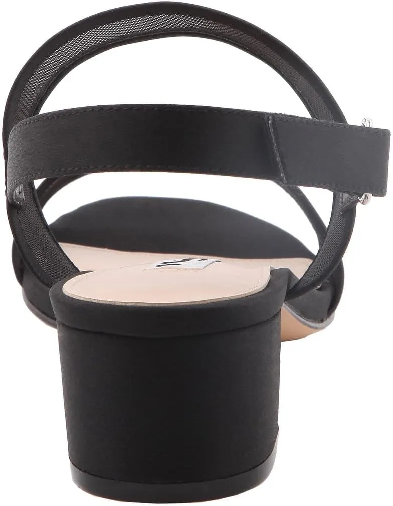 NINA Ganice - Women's Mesh Block Low-Heel Hook & Loop Dressy Sandal Shoes- Elegant and Comfortable Womens's heeled Sandals - Casual and Dress