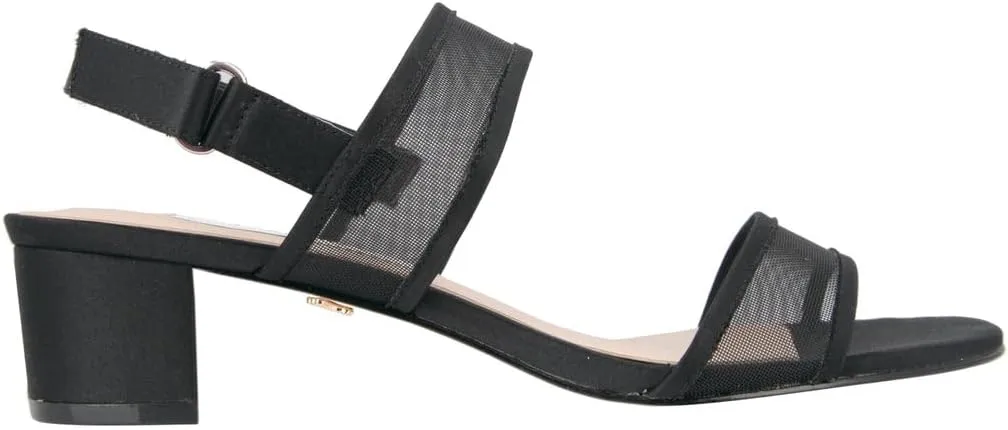 NINA Ganice - Women's Mesh Block Low-Heel Hook & Loop Dressy Sandal Shoes- Elegant and Comfortable Womens's heeled Sandals - Casual and Dress