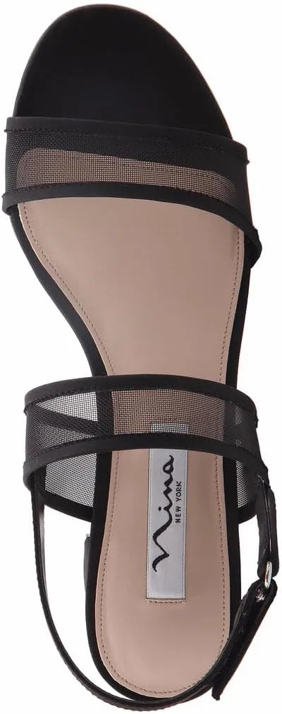 NINA Ganice - Women's Mesh Block Low-Heel Hook & Loop Dressy Sandal Shoes- Elegant and Comfortable Womens's heeled Sandals - Casual and Dress