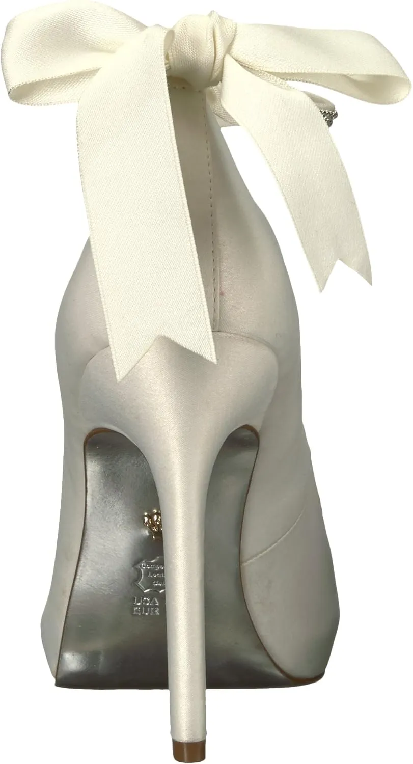 NINA Shoes Karen Women's Elegant Steel Satin High Heel Open-Toe Pumps with Ankle Strap - Ideal for Wedding and Formal Events