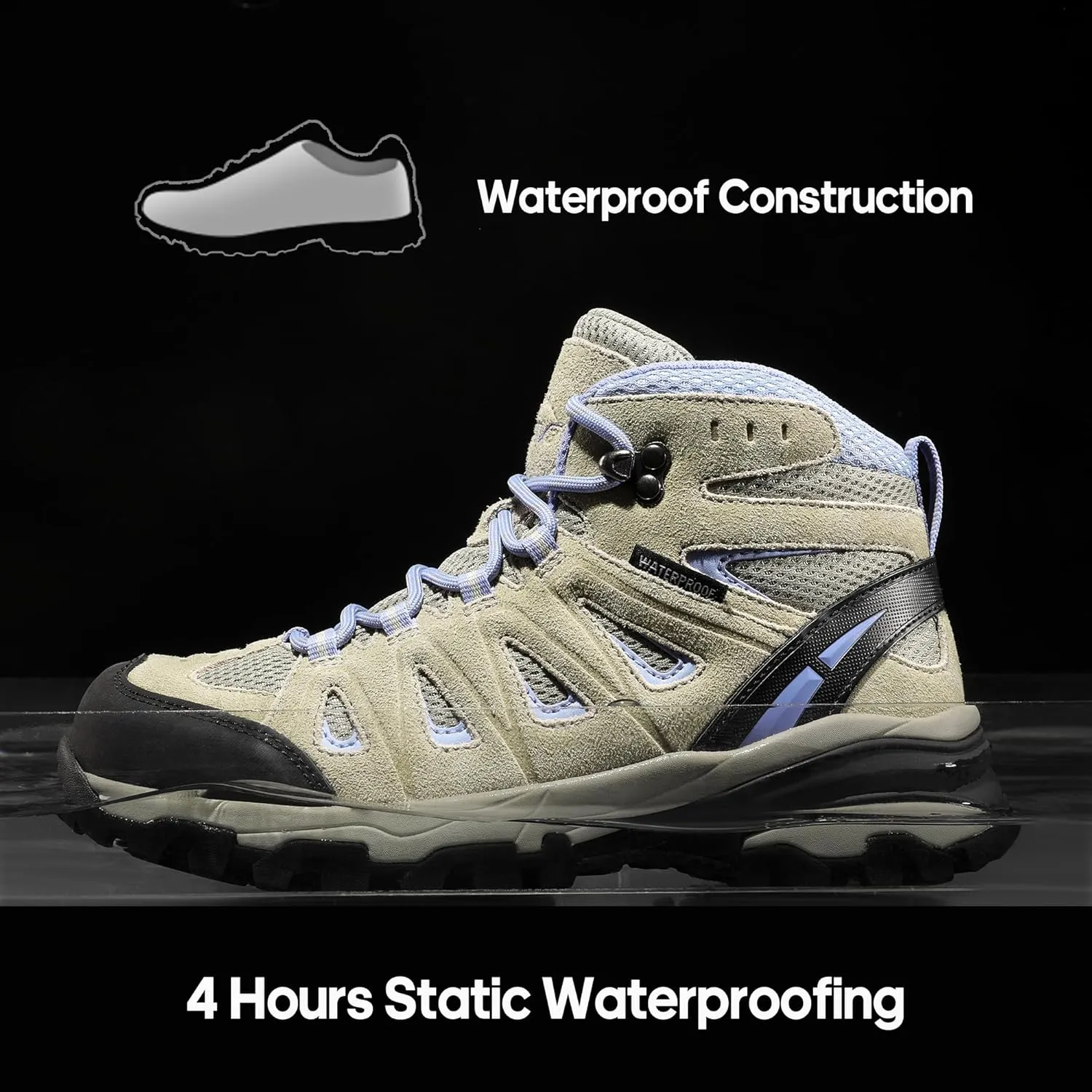 NORTIV 8 Women's Waterproof Hiking Boots Outdoor Trekking Camping Trail Hiking Boot