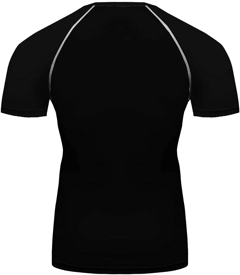 O2TEE Men's Panda Series Short Sleeve Compression Shirts BJJ Rash Guard