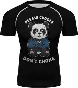 O2TEE Men's Panda Series Short Sleeve Compression Shirts BJJ Rash Guard