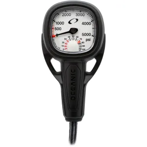 OCEANIC Maxview SPG - Submersible Pressure Gauge | Oversized Gauge, Easy to See | Available in PSI or Bar | Attach Directly to Tank or to a 36" Hose (PSI/Fahrenheit - 36" Hose Included)