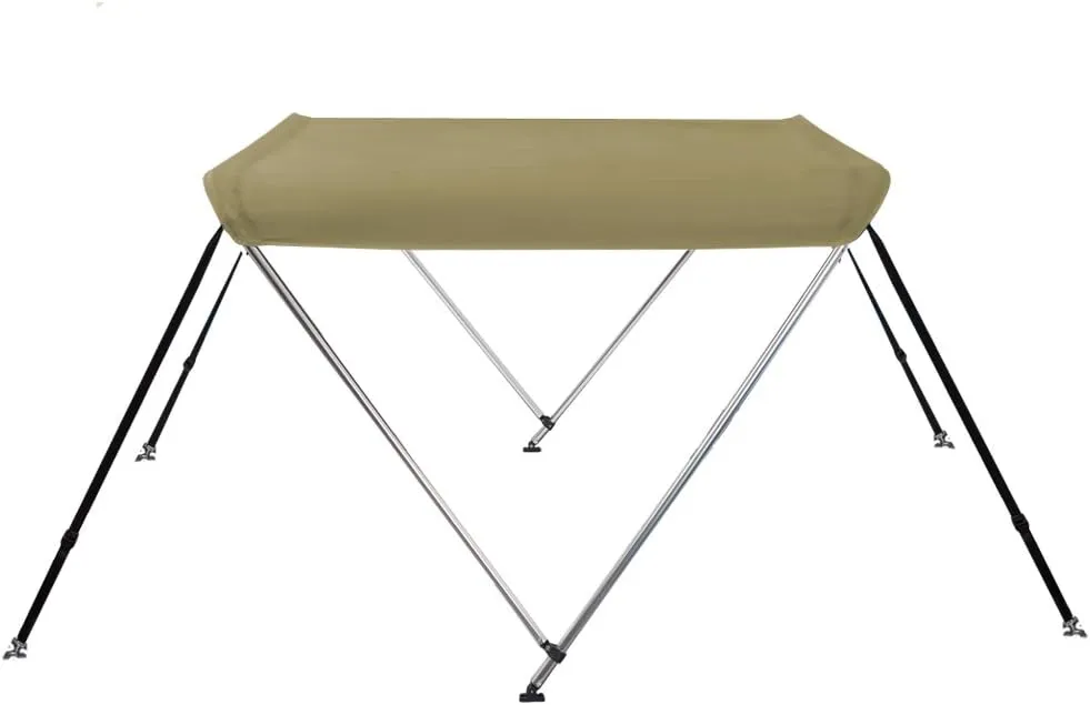 Oceansouth 2 Bow Bimini Top Boat Cover/Sun Shade Boat Canopy with Integrated Storage Boot - 5ft (Beige, Mounting Width 59"-61")