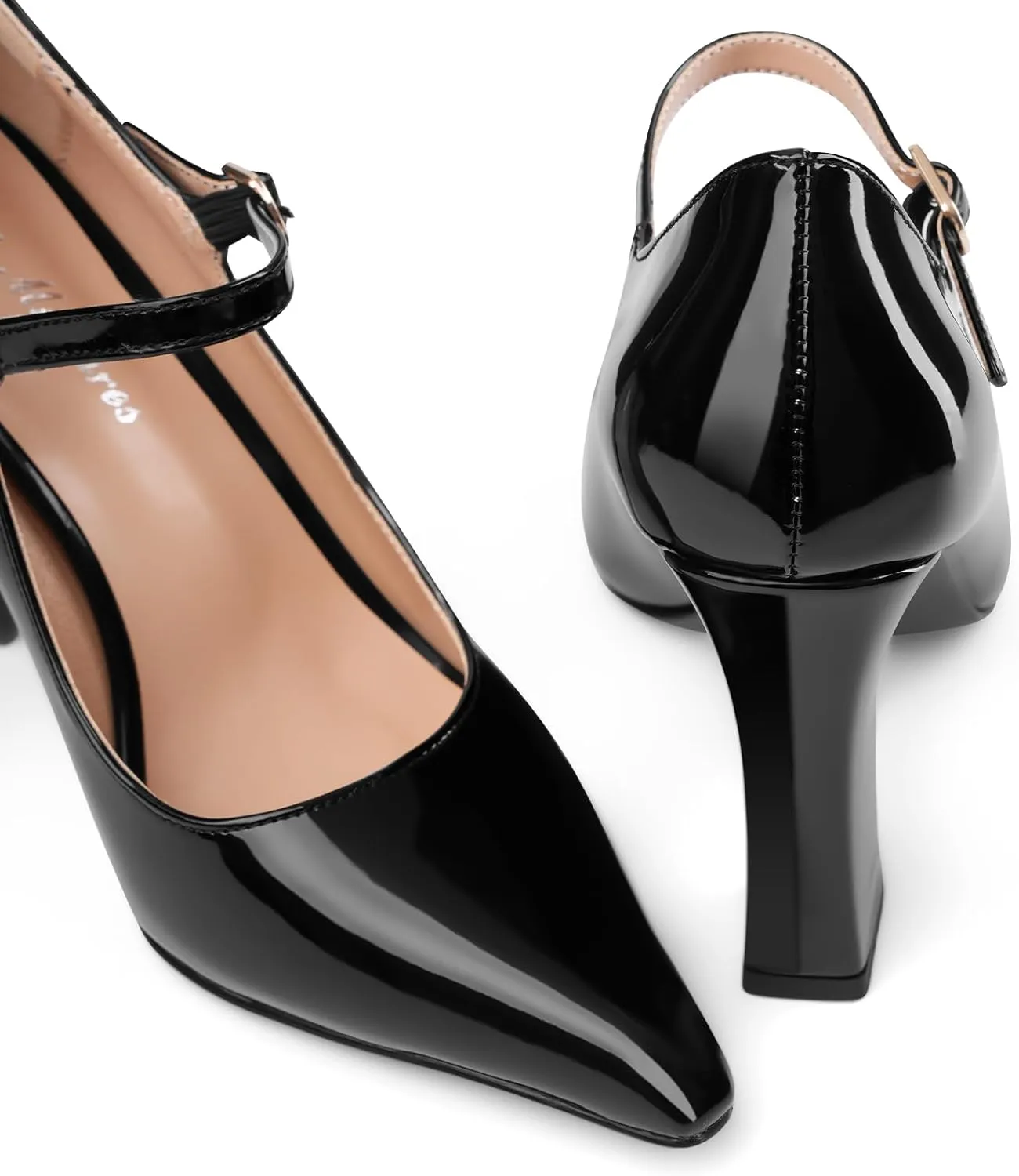 Oh Mispares Women’s Pointed Toe Pumps Mary Jane Chunky Heel Closed Toe Heels Adjustable Strap Elegant Wedding Prom Office 4 Inch Dress Shoes