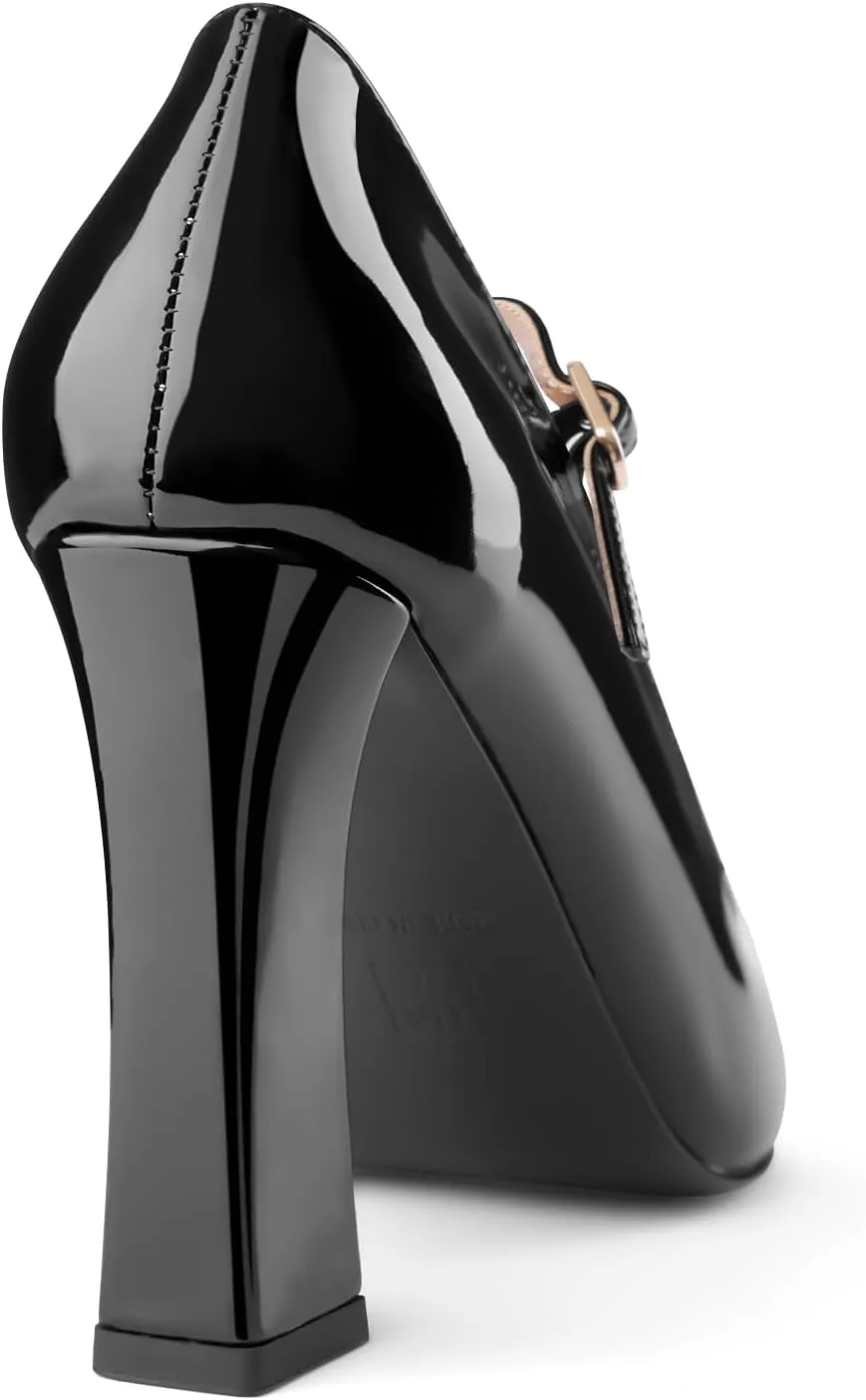 Oh Mispares Women’s Pointed Toe Pumps Mary Jane Chunky Heel Closed Toe Heels Adjustable Strap Elegant Wedding Prom Office 4 Inch Dress Shoes