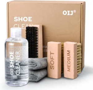 OIJ Shoe Cleaner Kit for Sneaker, 10Oz Sneaker Cleaning Kit with 3 Brush & Microfiber Towel Included, Shoe, Suede, Boot, Canvas, PU, Fabric, etc