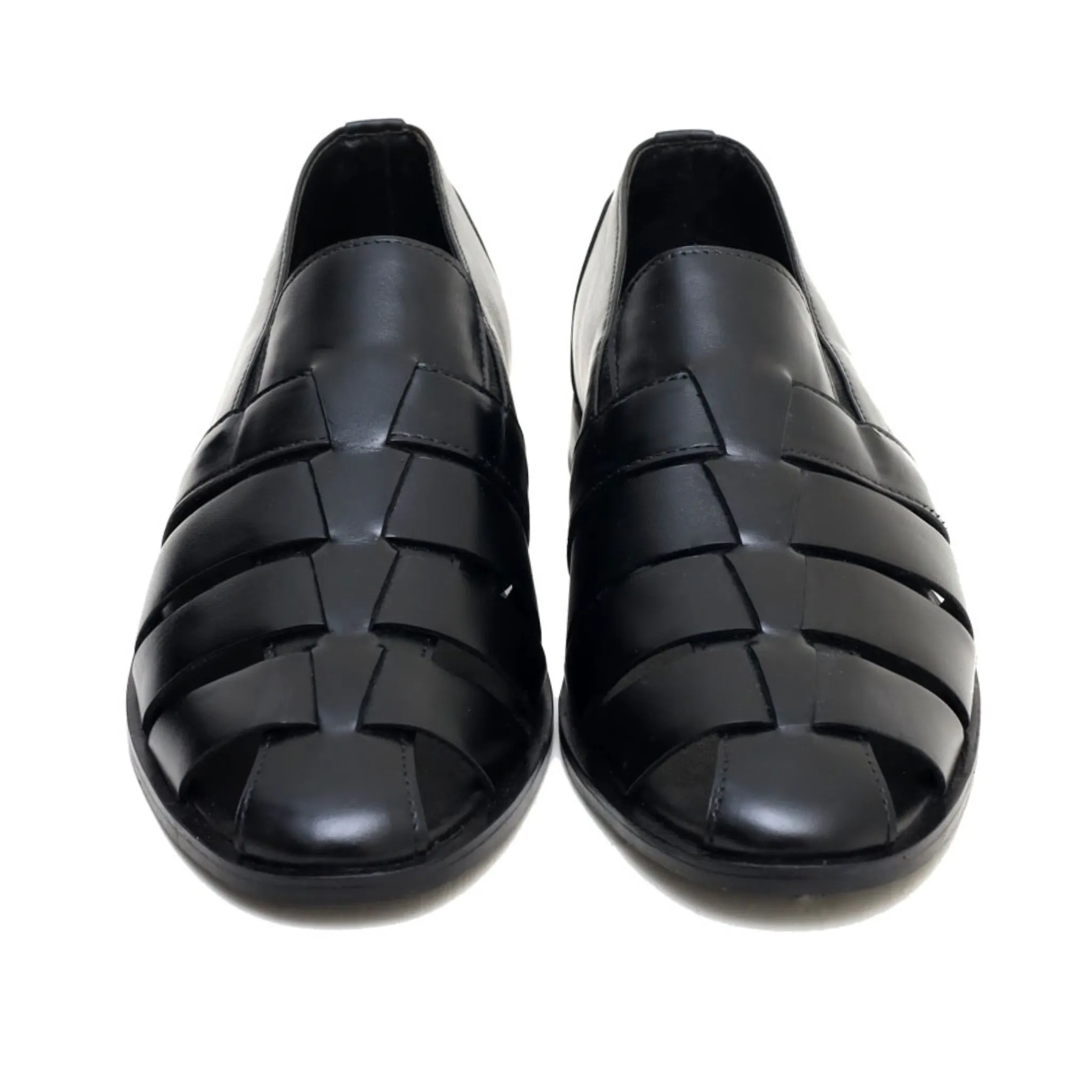 OK-2014 Black Sleek leather sandals