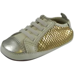 Old Soles Girl's Bambini Jogger Gold Snake Soft Leather Slip On Crib Walker Sneaker Shoe