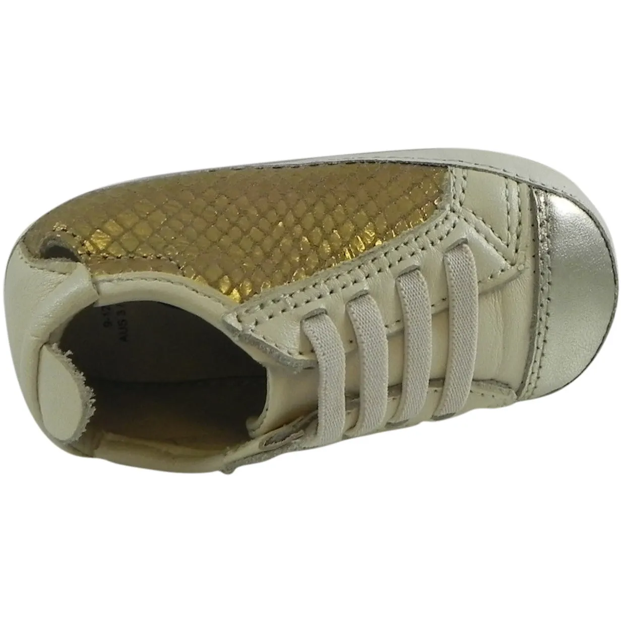 Old Soles Girl's Bambini Jogger Gold Snake Soft Leather Slip On Crib Walker Sneaker Shoe