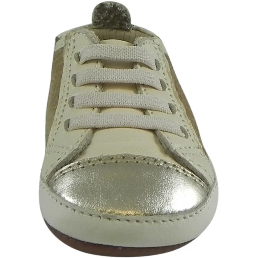 Old Soles Girl's Bambini Jogger Gold Snake Soft Leather Slip On Crib Walker Sneaker Shoe