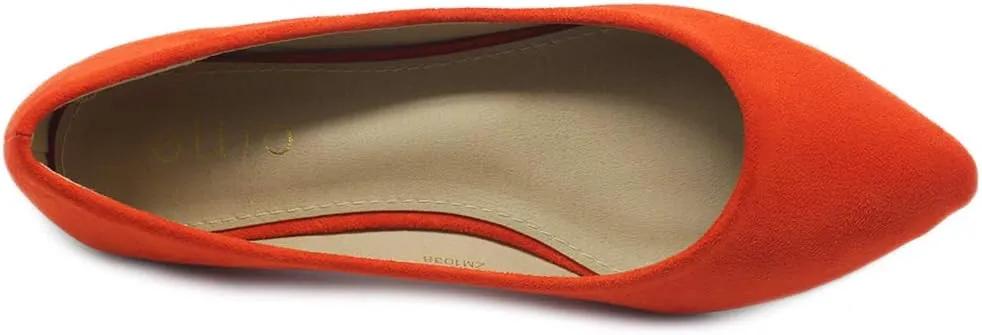 Ollio Women's Ballet Comfort Light Faux Suede Multi Color Shoe Flat