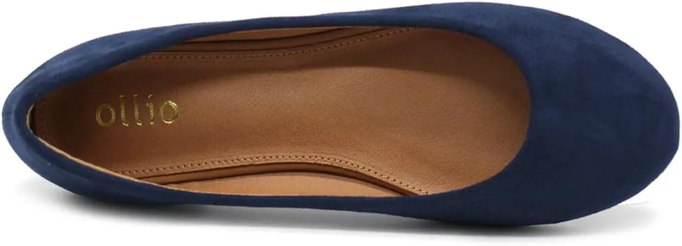 Ollio Womens Shoe Ballet Light Faux Suede Low Heels Flat