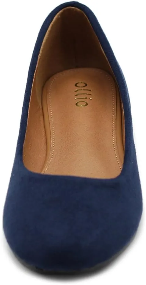 Ollio Womens Shoe Ballet Light Faux Suede Low Heels Flat