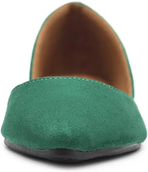 Ollio Women's Shoes Faux Suede Slip On Comfort Light Pointed Toe Ballet Flat