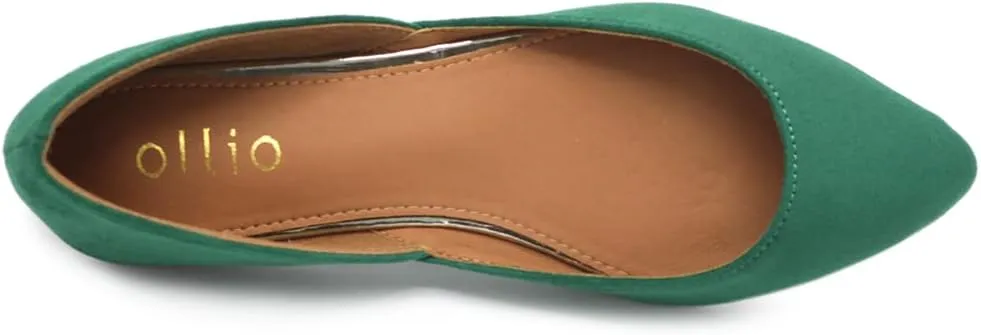 Ollio Women's Shoes Faux Suede Slip On Comfort Light Pointed Toe Ballet Flat