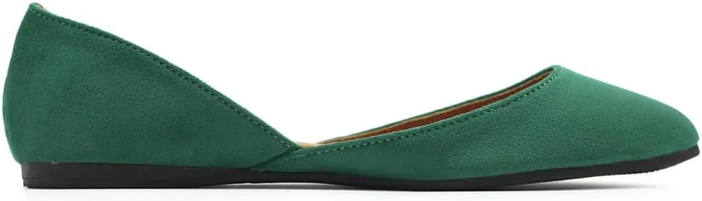 Ollio Women's Shoes Faux Suede Slip On Comfort Light Pointed Toe Ballet Flat