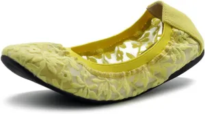 Ollio Women's Shoes Floral Embroidery Lace Slip On Comfort Light Ballet Flat