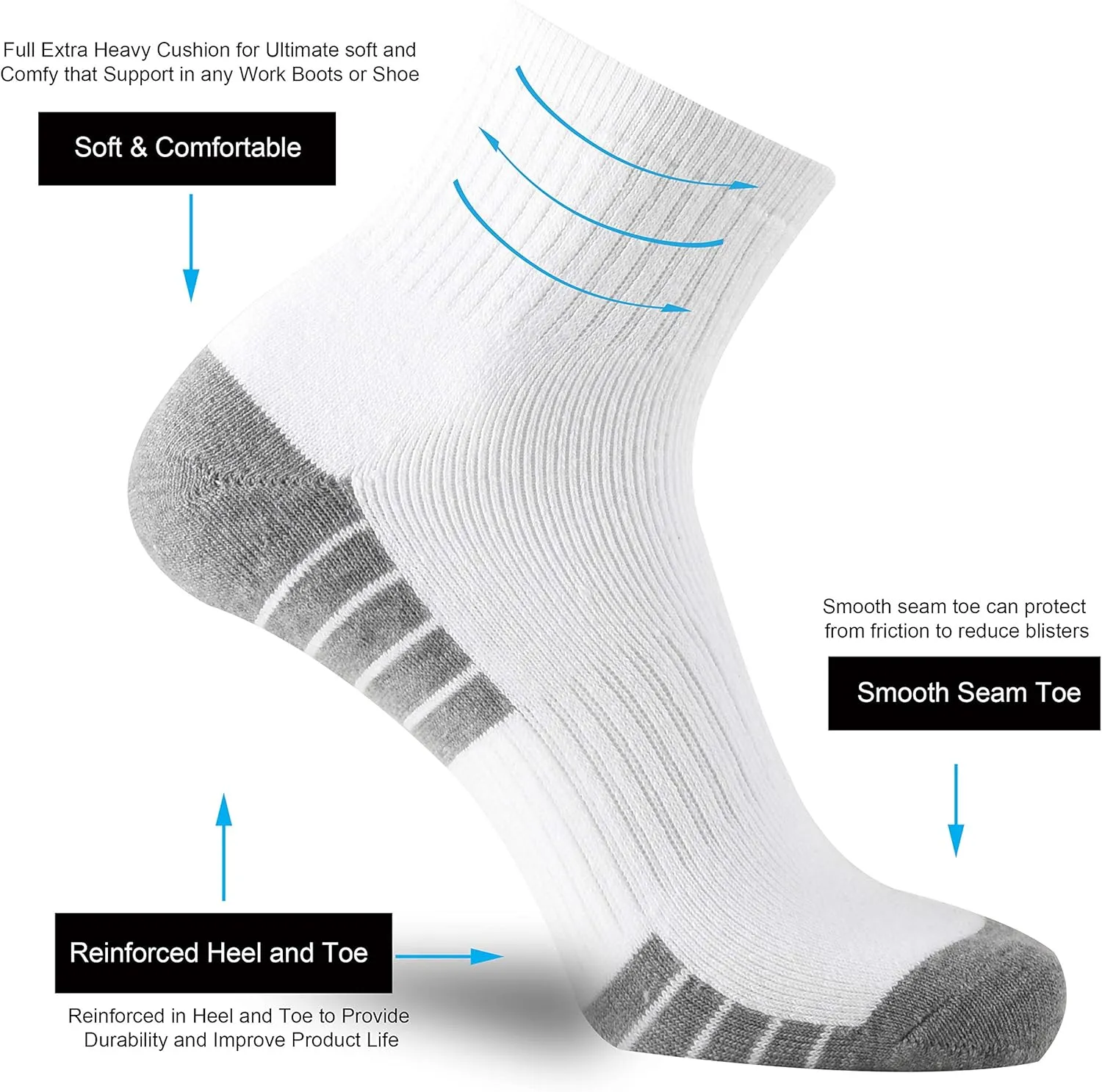 ONKE Max Full Cushion Low Cut Quarter Socks for Men Athletic Running Training Work Thick Warm Moisture Control Anti Blister