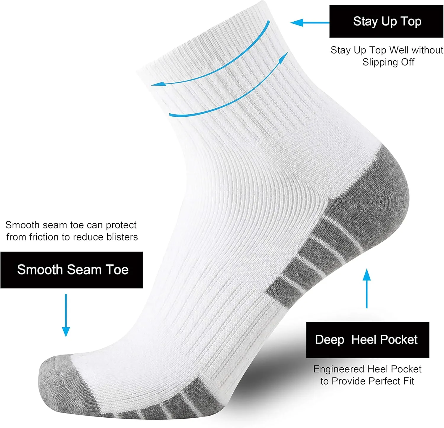 ONKE Max Full Cushion Low Cut Quarter Socks for Men Athletic Running Training Work Thick Warm Moisture Control Anti Blister