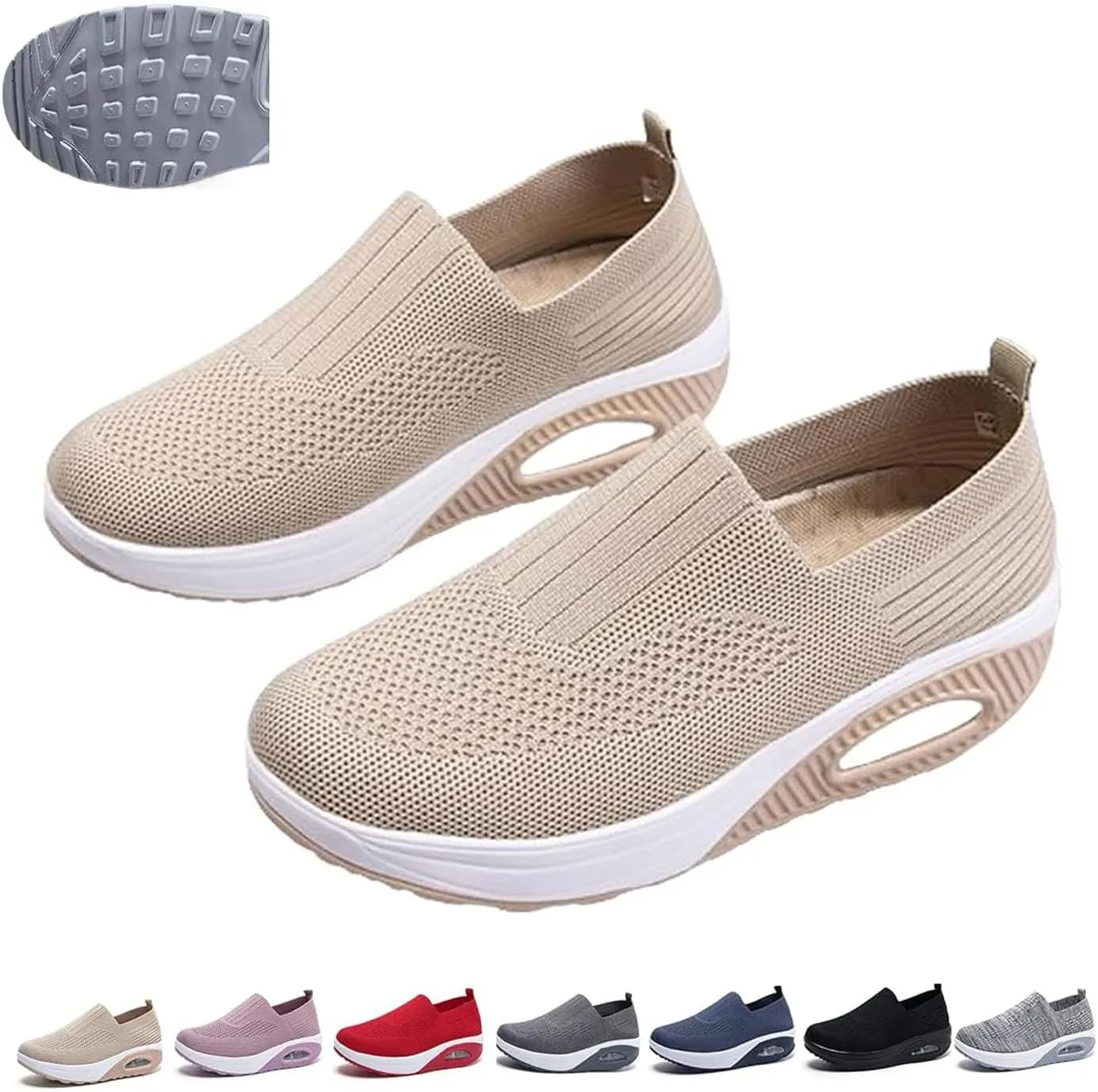 Orthopedic Sneakers for Women Slip-on Light Air Cushion Wedge Walking Shoes Mesh Arch Support Orthopedic Sneakers