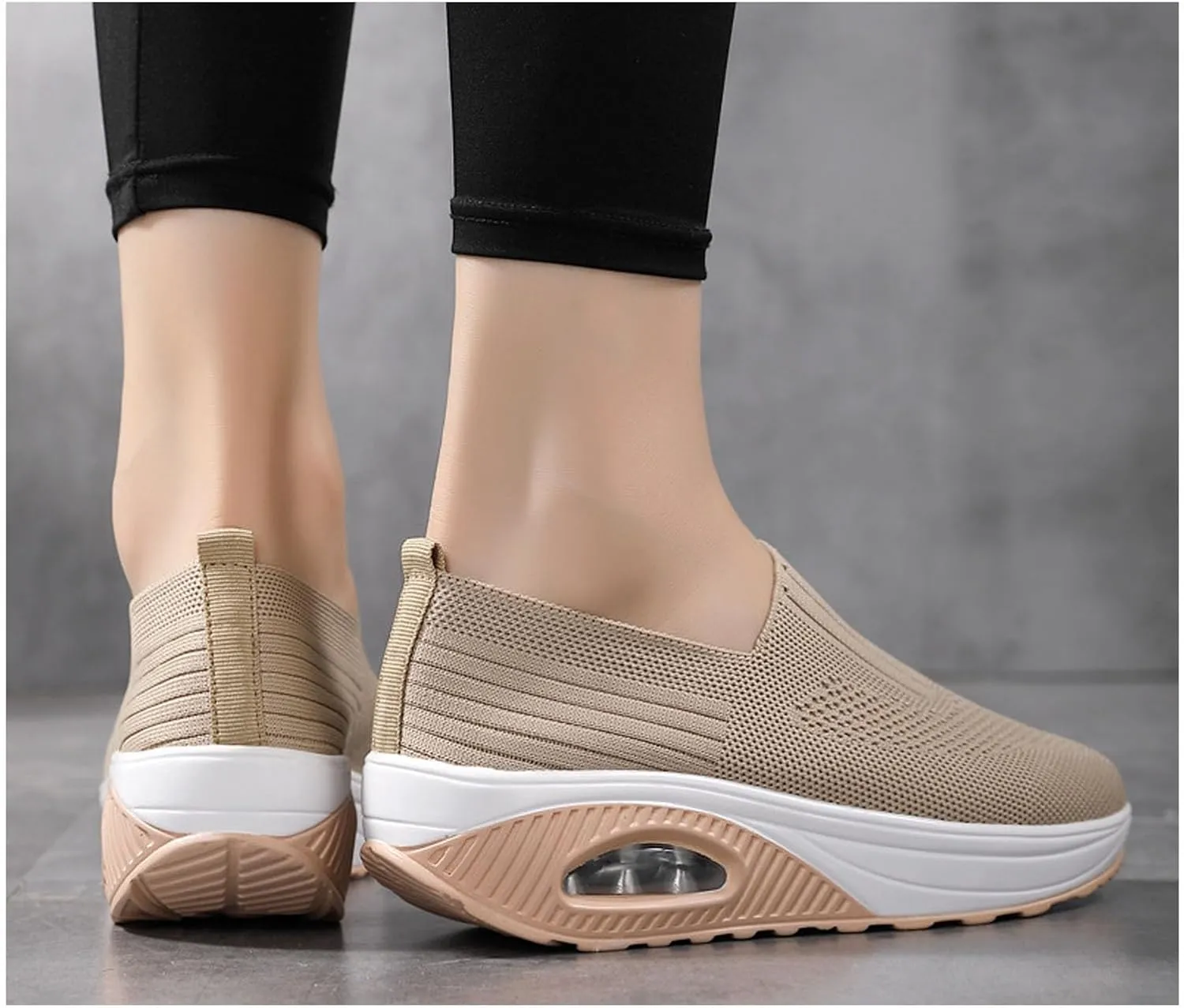 Orthopedic Sneakers for Women Slip-on Light Air Cushion Wedge Walking Shoes Mesh Arch Support Orthopedic Sneakers